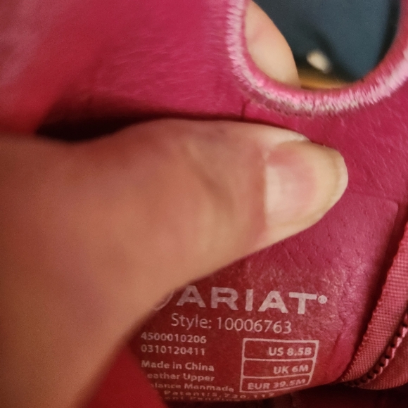 Ariat Leather Upper Boots Pink & Teal Embroidery Style 10006763 Size 8.5 - Picture 6 of 6